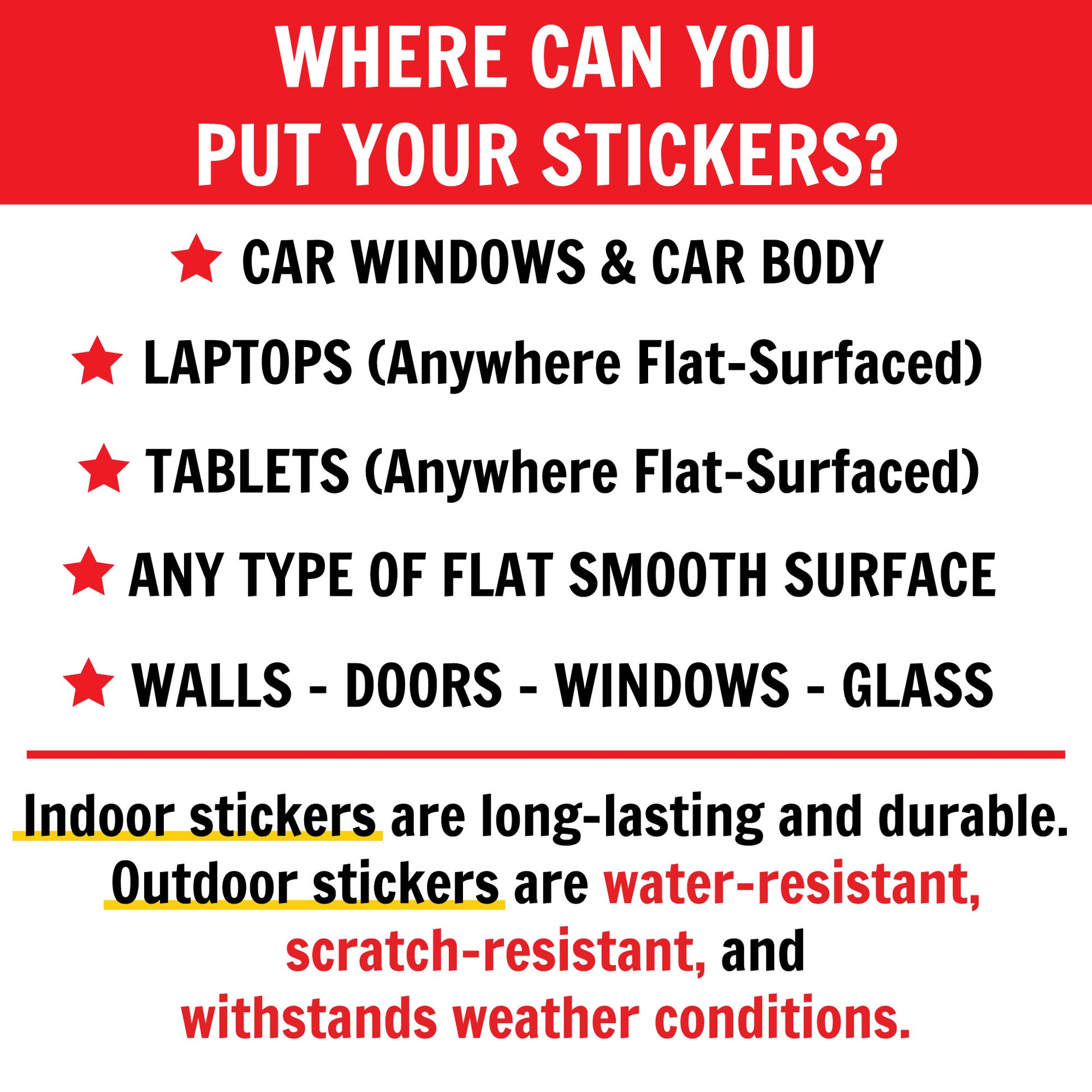 A picture with where you can place your stickers. Like flat surafces and anywhere smooth.