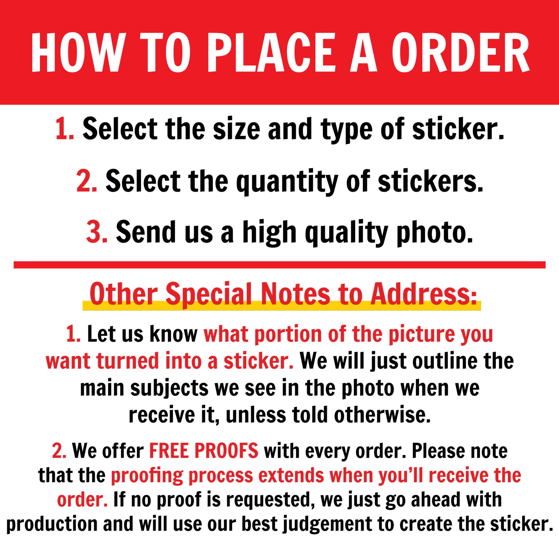 A image explaining the instructions on how to place an order.