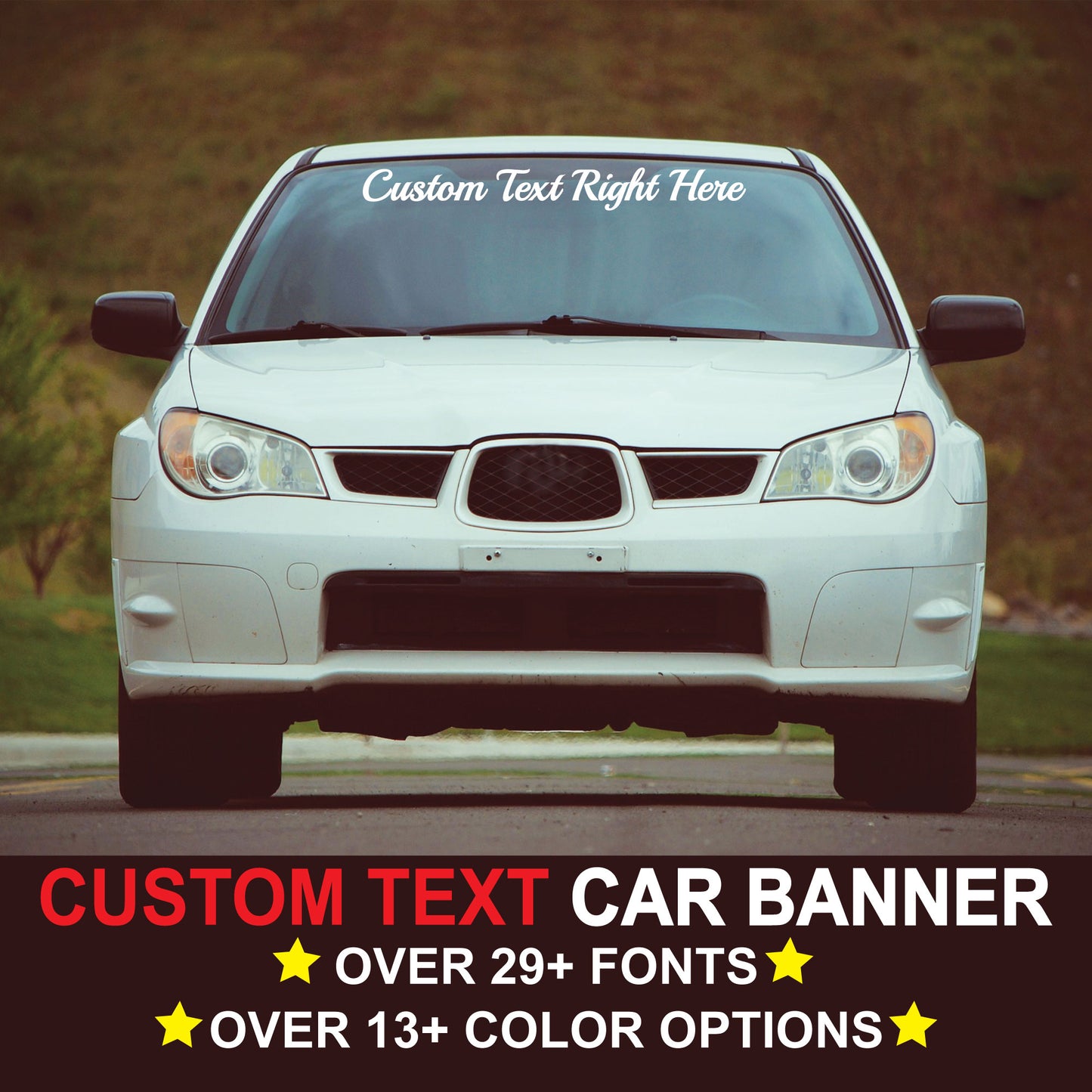 Windshield CUSTOM Text Decal Sticker for Windshield of Sedan, SUV, Jeep, & Truck