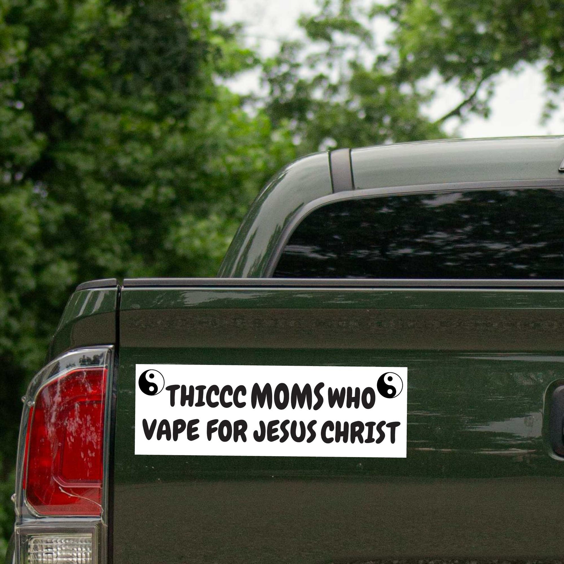 Thiccc Dads Who Vape for Jesus Christ Bumper Sticker Decal - Mom Alter Hand of Pier Thiccc Dads Who Vape for Jesus Christ Bumper Sticker Decal - Mom Alter Hand of Pier